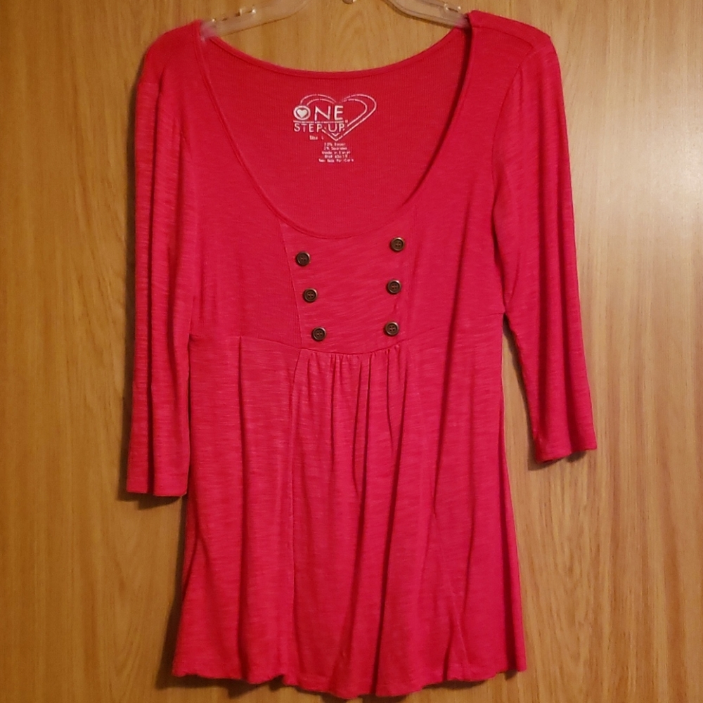 2 for $10- Red Scoop Neck Blouse